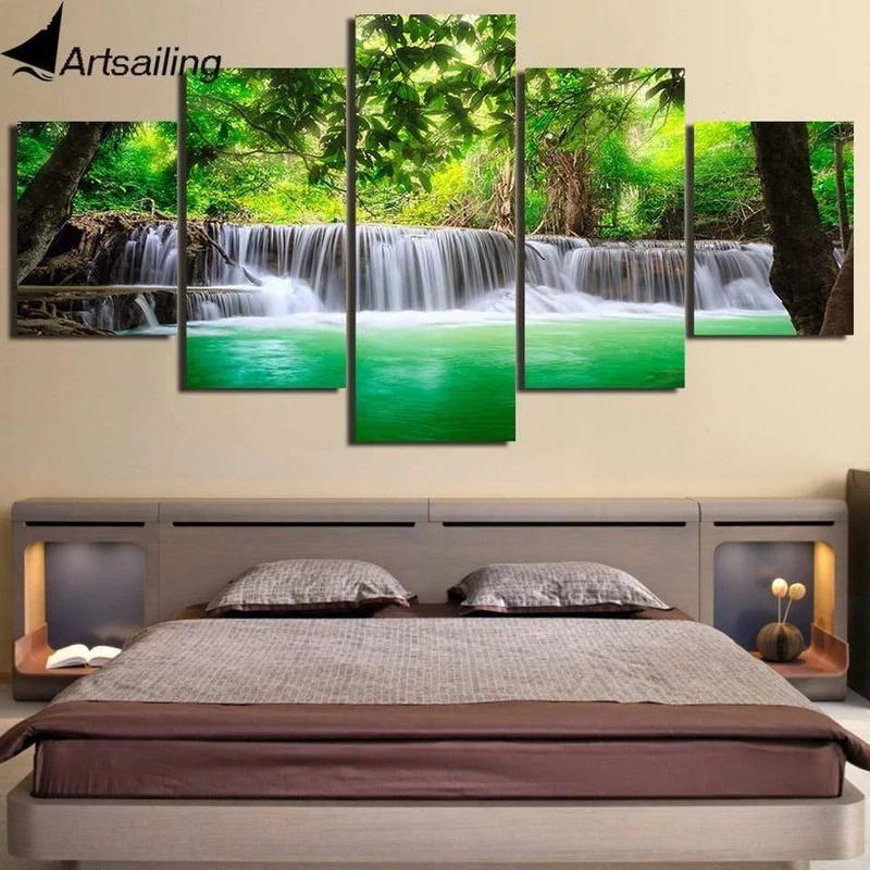 Panel Malerei Druck Malerei Leinwand Kunst Rot Baum Landschaft Modulare Bilder Große Wandbilder Für Wohnzimmer