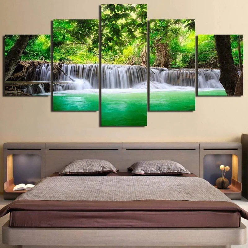 Panel Malerei Druck Malerei Leinwand Kunst Rot Baum Landschaft Modulare Bilder Große Wandbilder Für Wohnzimmer