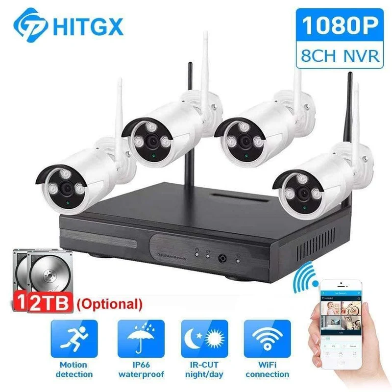 Videoüberwachungskamerasystem Wireless CCTV-Kit 1080P IP NVR-Kit IP-Kamera Outdoor-Sicherheitssystem Videoüberwachungskit