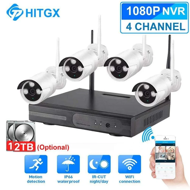 Videoüberwachungskamerasystem Wireless CCTV-Kit 1080P IP NVR-Kit IP-Kamera Outdoor-Sicherheitssystem Videoüberwachungskit