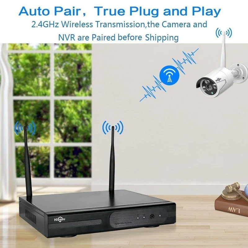 CCTV-System 8ch HD Wireless NVR-Kit 3TB HDD Outdoor IR Nachtsicht IP Wifi Kamera Sicherheitssystem Überwachung Hiseeu