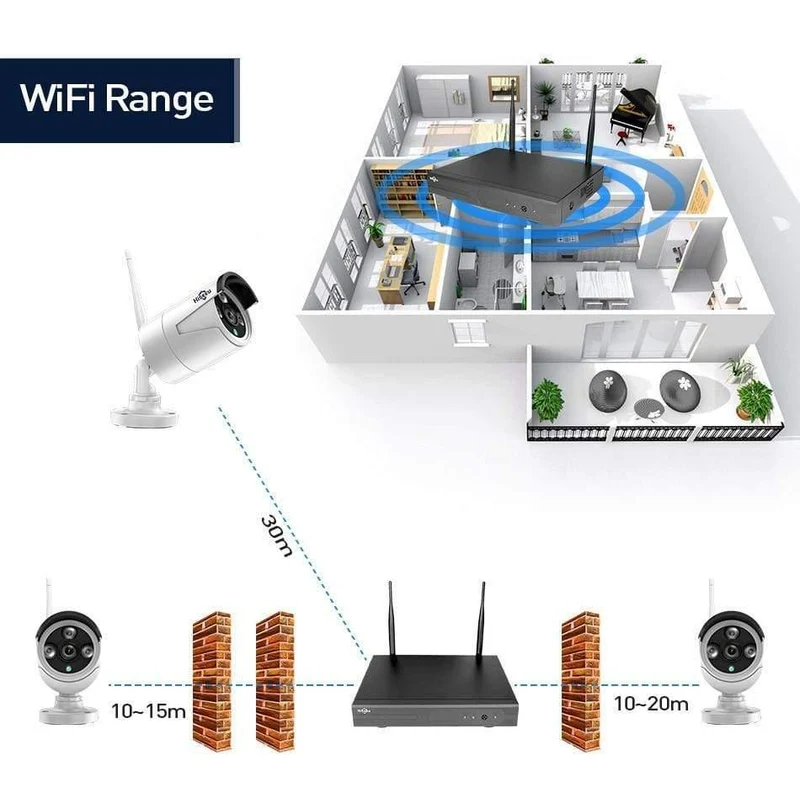 CCTV-System 8ch HD Wireless NVR-Kit 3TB HDD Outdoor IR Nachtsicht IP Wifi Kamera Sicherheitssystem Überwachung Hiseeu