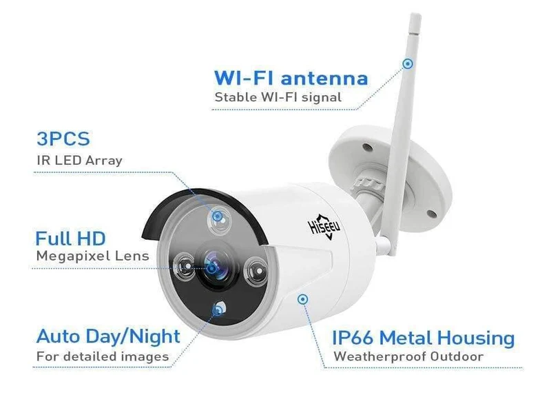CCTV-System 8ch HD Wireless NVR-Kit 3TB HDD Outdoor IR Nachtsicht IP Wifi Kamera Sicherheitssystem Überwachung Hiseeu