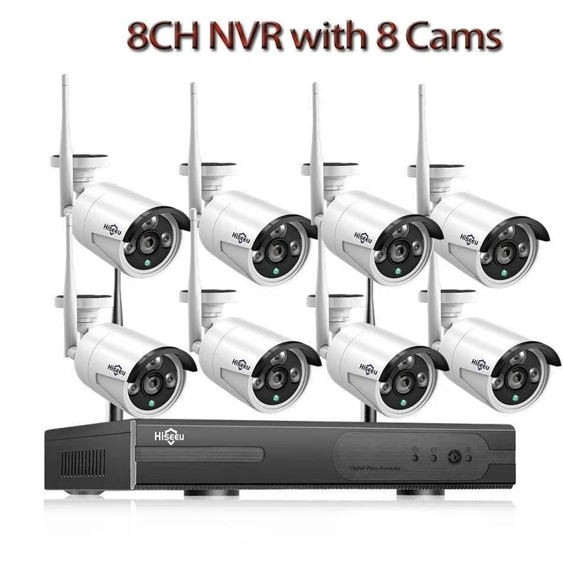 CCTV-System 8ch HD Wireless NVR-Kit 3TB HDD Outdoor IR Nachtsicht IP Wifi Kamera Sicherheitssystem Überwachung Hiseeu