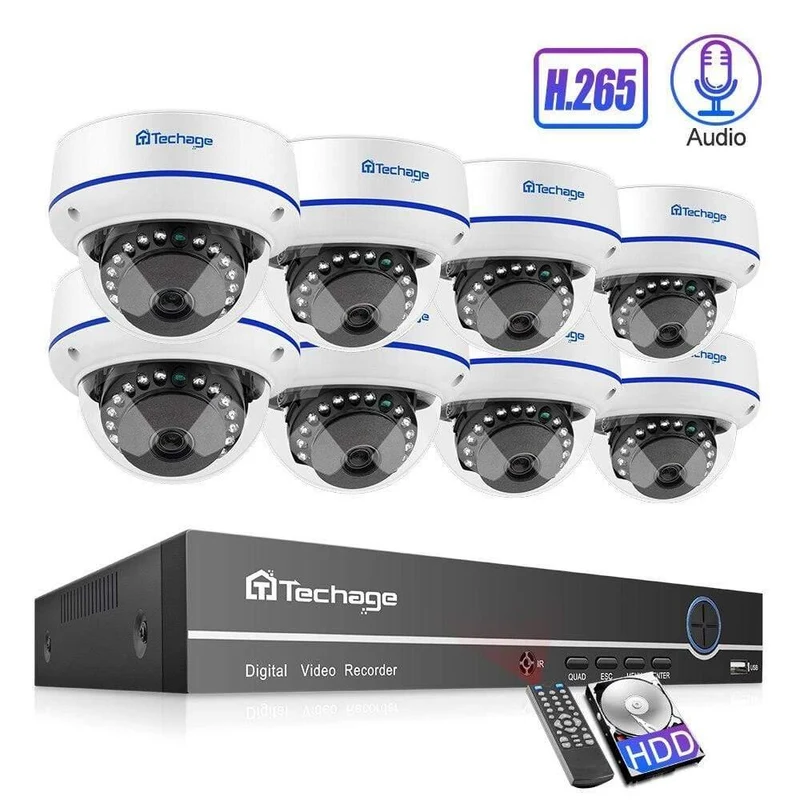 Kit Überwachungskamerasystem 2.0MP HD Dome CCTV POE Kamera IR Nachtsicht Videoüberwachungsset