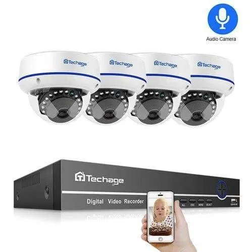 Kit Überwachungskamerasystem 2.0MP HD Dome CCTV POE Kamera IR Nachtsicht Videoüberwachungsset