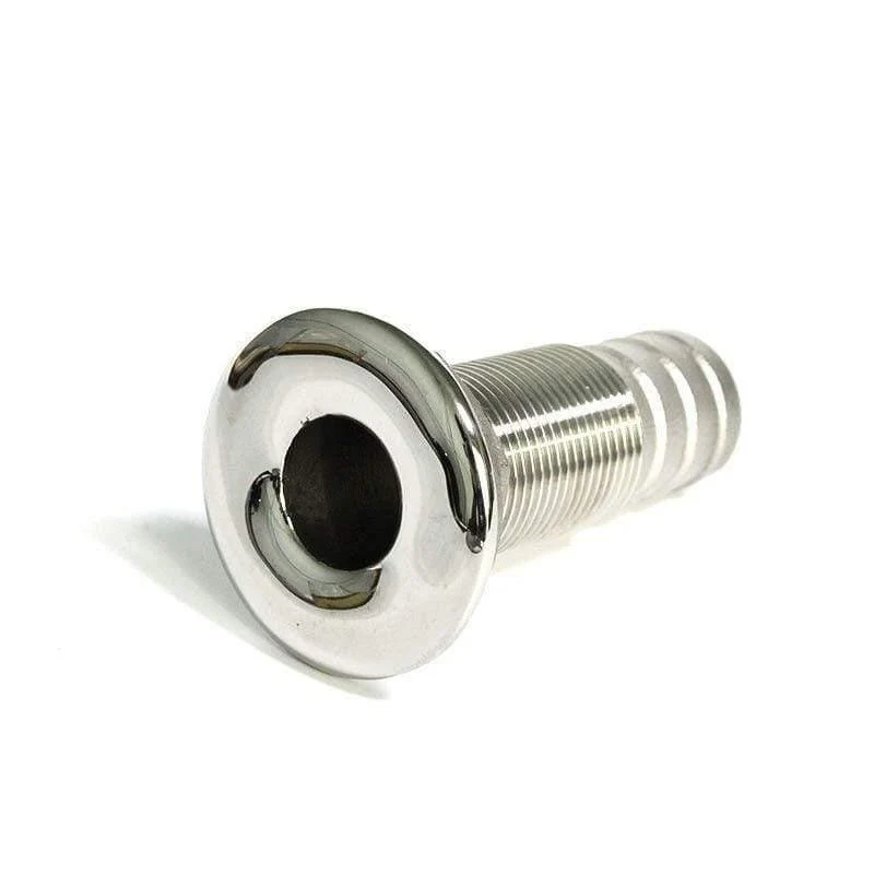 Marine-Anschlussschlauch-Widerhaken, Edelstahl-Abflussrohr, 1.5 cm, Thru-Hull-Silber 316, Abflussverbindungsstück für Boote, Yachten, 3/8 Zoll