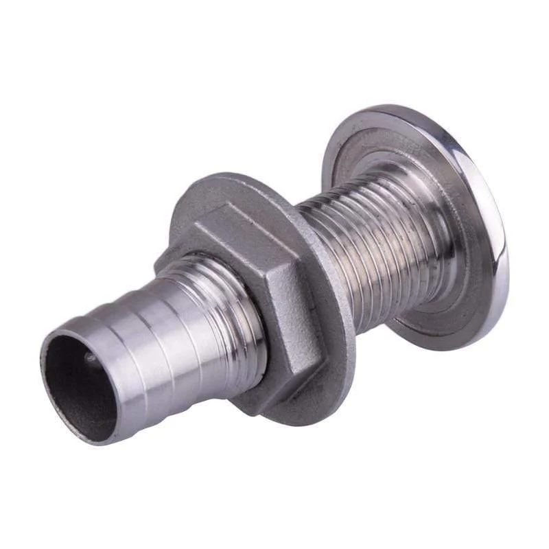Marine-Anschlussschlauch-Widerhaken, Edelstahl-Abflussrohr, 1.5 cm, Thru-Hull-Silber 316, Abflussverbindungsstück für Boote, Yachten, 3/8 Zoll