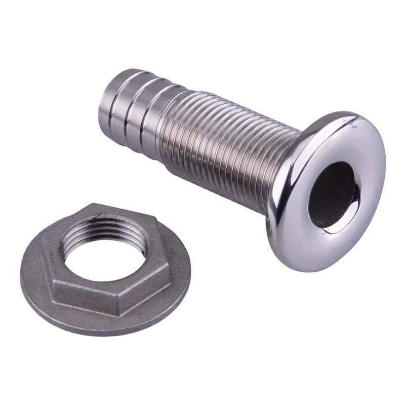 Marine-Anschlussschlauch-Widerhaken, Edelstahl-Abflussrohr, 1.5 cm, Thru-Hull-Silber 316, Abflussverbindungsstück für Boote, Yachten, 3/8 Zoll