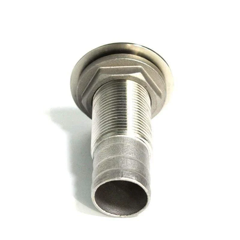 Marine-Anschlussschlauch-Widerhaken, Edelstahl-Abflussrohr, 1.5 cm, Thru-Hull-Silber 316, Abflussverbindungsstück für Boote, Yachten, 3/8 Zoll