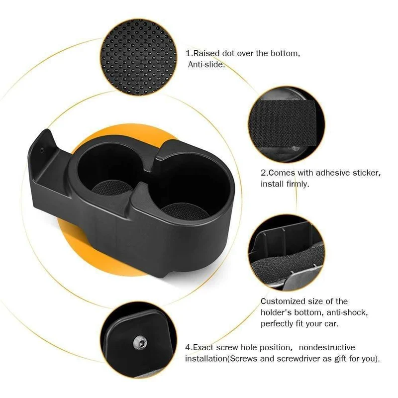 Getränkehalter fürs Auto, Becherhalterung, Mittelkonsole, doppelter tiefer Becherhalter für Smart Fortwo 451 2007-2015, Auto-Flaschen-Organizer