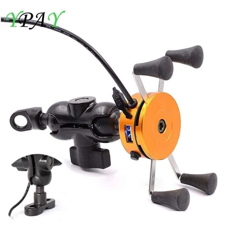 2in1 USB Universal Aufladbare Motorrad Telefon Halter 360 Motorrad lenker Rotierenden Halterung Mobile Rückspiegel Telefon Stehen