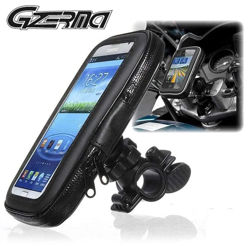 Universeller wasserdichter Motorrad-Telefonhalter mit Reißverschlusstasche, Lenker-Telefonhalterung, Ständer, Stütztasche für iPhone X 8 7 6 Mobiltelefon