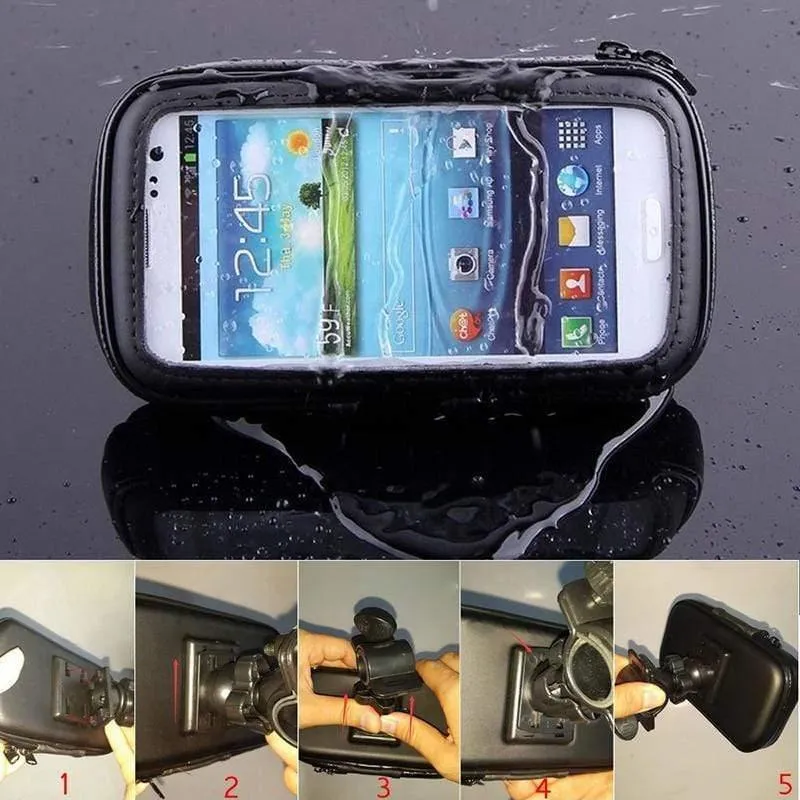 Universeller wasserdichter Motorrad-Telefonhalter mit Reißverschlusstasche, Lenker-Telefonhalterung, Ständer, Stütztasche für iPhone X 8 7 6 Mobiltelefon