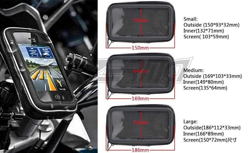Universeller wasserdichter Motorrad-Telefonhalter mit Reißverschlusstasche, Lenker-Telefonhalterung, Ständer, Stütztasche für iPhone X 8 7 6 Mobiltelefon