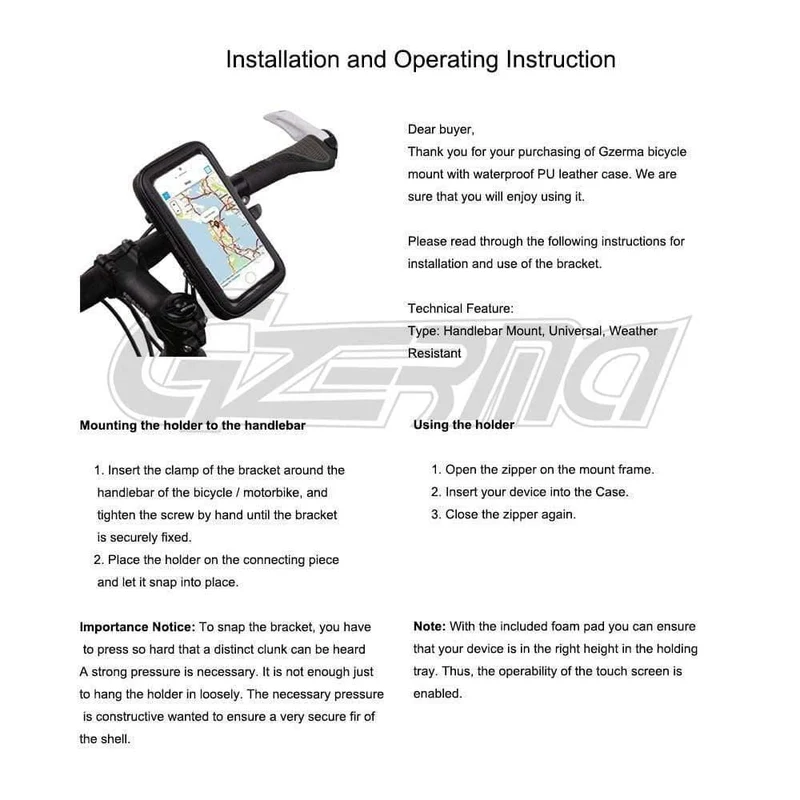 Universeller wasserdichter Motorrad-Telefonhalter mit Reißverschlusstasche, Lenker-Telefonhalterung, Ständer, Stütztasche für iPhone X 8 7 6 Mobiltelefon