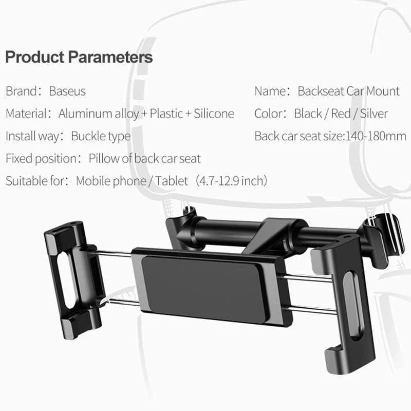 Baseus Auto-Rücksitz-Kopfstützenhalterung für iPad 4.7-12.9 Zoll 360-Grad-Drehung Universal-Tablet-PC Auto-Autotelefonhalterständer