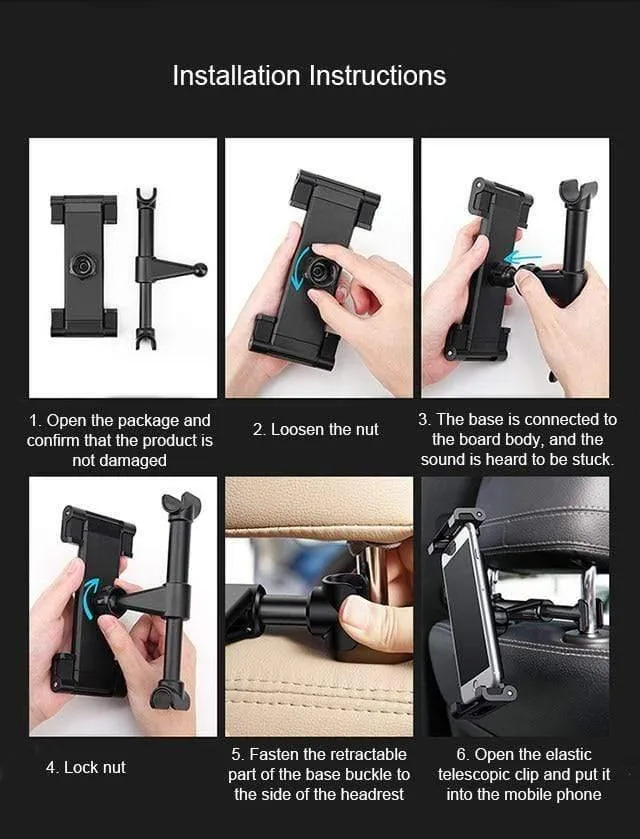 Baseus Auto-Rücksitz-Kopfstützenhalterung für iPad 4.7-12.9 Zoll 360-Grad-Drehung Universal-Tablet-PC Auto-Autotelefonhalterständer