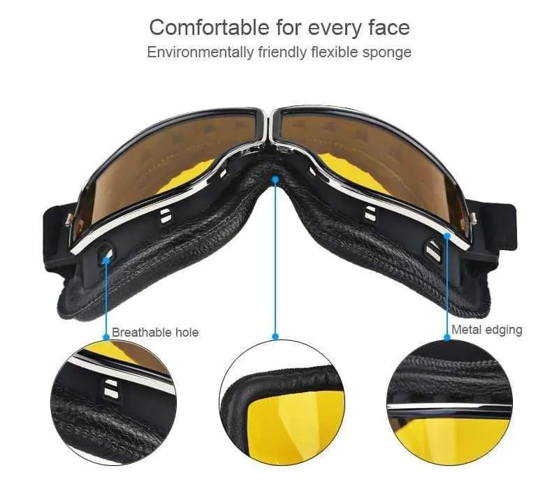 Universal Vintage Motorrad Brille Motorrad Roller Biker Brille Helm Brille Faltbar Für Harley