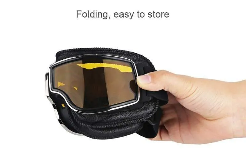 Universal Vintage Motorrad Brille Motorrad Roller Biker Brille Helm Brille Faltbar Für Harley
