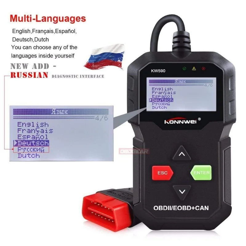 OBD2 Scanner Autodiagnosescanner KONNWEI KW590 OBD 2 Selbstdiagnosewerkzeug Besser ELM327 ODB2 Selbstdiagnosescanner