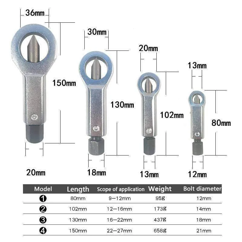 1Pcs Heavy Duty Rostfrei Beschädigter Mutternsplitter-Entferner Rostiger Mutternsplitter-Schlüssel Entfernen Schneidwerkzeug Stahlschlüssel Sechskant