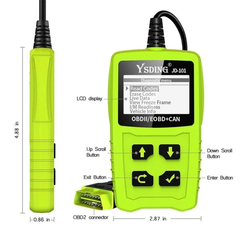 101 OBD2 Kfz-Scanner OBD-Autodiagnosewerkzeug im russischen Codeleser Universal-OBD2-Scanner Besser als ELM327