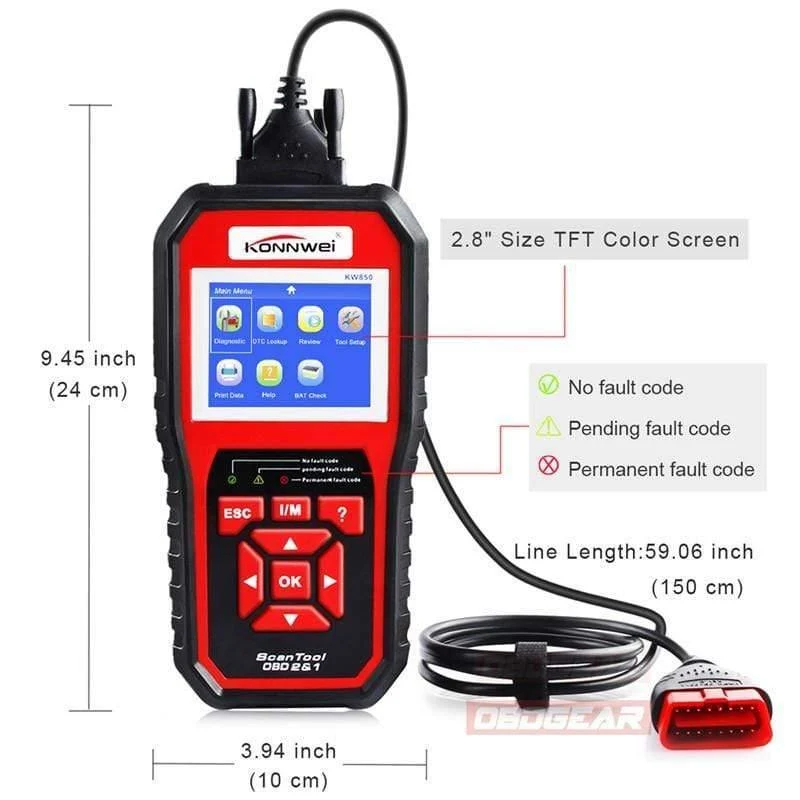 OBD 2-Auto-Scanner, OBD2-Scanner, KONNWEI KW850, vollständiger ODB2-Scanner, unterstützt mehrsprachige ODB 2-Autodiagnosescanner
