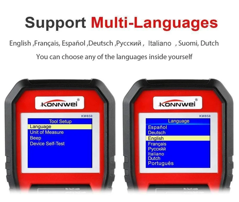 OBD 2-Auto-Scanner, OBD2-Scanner, KONNWEI KW850, vollständiger ODB2-Scanner, unterstützt mehrsprachige ODB 2-Autodiagnosescanner