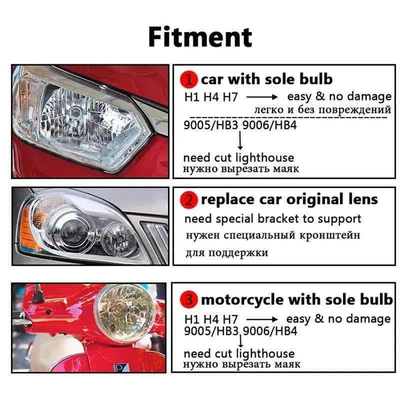 1PCS Halogen Objektiv H1 2.0 Zoll Bi Xenon Projektor Scheinwerfer Objektiv LHD Mini Glas Objektiv für H1 H4 H7 Motorrad Lampen DIY