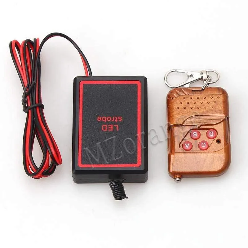 1Set DC 12V 2 LED Wireless Remote Flash Controller Auto LKW Polizei Licht rot und blau blinkende Strobe LED LED Warnlicht