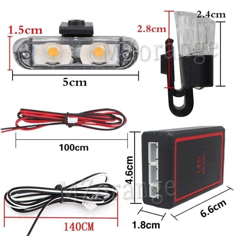 1Set DC 12V 2 LED Wireless Remote Flash Controller Auto LKW Polizei Licht rot und blau blinkende Strobe LED LED Warnlicht