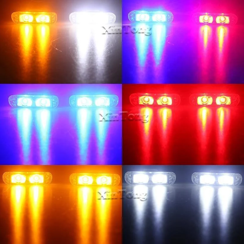 1Set DC 12V 2 LED Wireless Remote Flash Controller Auto LKW Polizei Licht rot und blau blinkende Strobe LED LED Warnlicht
