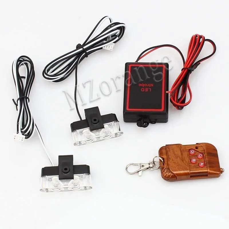 1Set DC 12V 2 LED Wireless Remote Flash Controller Auto LKW Polizei Licht rot und blau blinkende Strobe LED LED Warnlicht