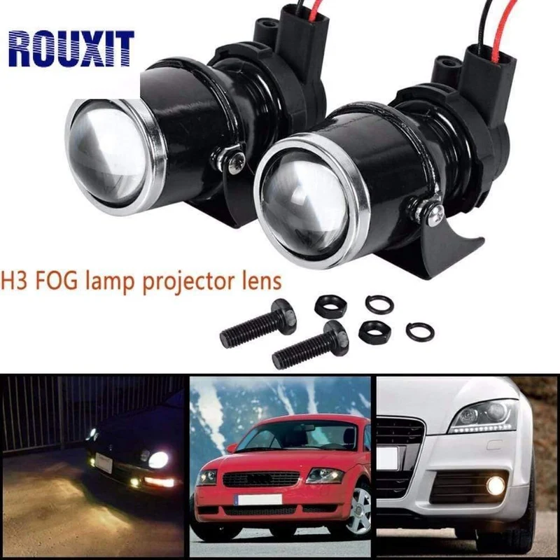2x12V 55W Universal H3 Retrofit Projektor Glas Objektiv Fahren Nebel Lampe Licht Halogen Birne Halterung Kit