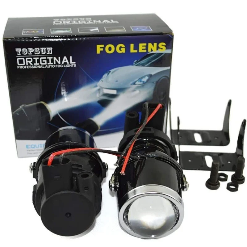 2x12V 55W Universal H3 Retrofit Projektor Glas Objektiv Fahren Nebel Lampe Licht Halogen Birne Halterung Kit