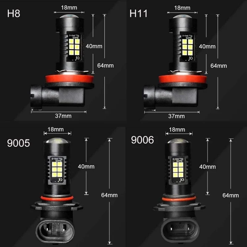 2 Stücke H8 H11 Led HB4 9006 HB3 9005 Nebelscheinwerfer Birne 3030SMD 1200LM 6000K Weiß Auto Fahren Laufen Lampe Auto Leds Licht 12V 24V