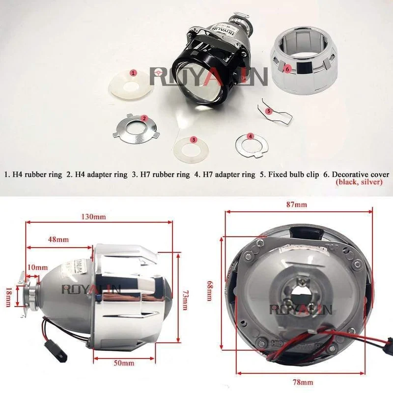 2.5-Zoll-Mini-Bi-Xenon-HID-Projektor-Scheinwerferlinsen, Nachrüstung für H4-H7-Autoscheinwerfer mit Gating-Gun-Abdeckungen