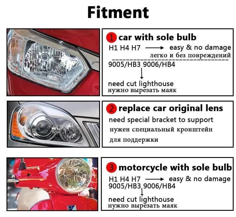 2.5-Zoll-Mini-Bi-Xenon-HID-Projektor-Scheinwerferlinsen, Nachrüstung für H4-H7-Autoscheinwerfer mit Gating-Gun-Abdeckungen