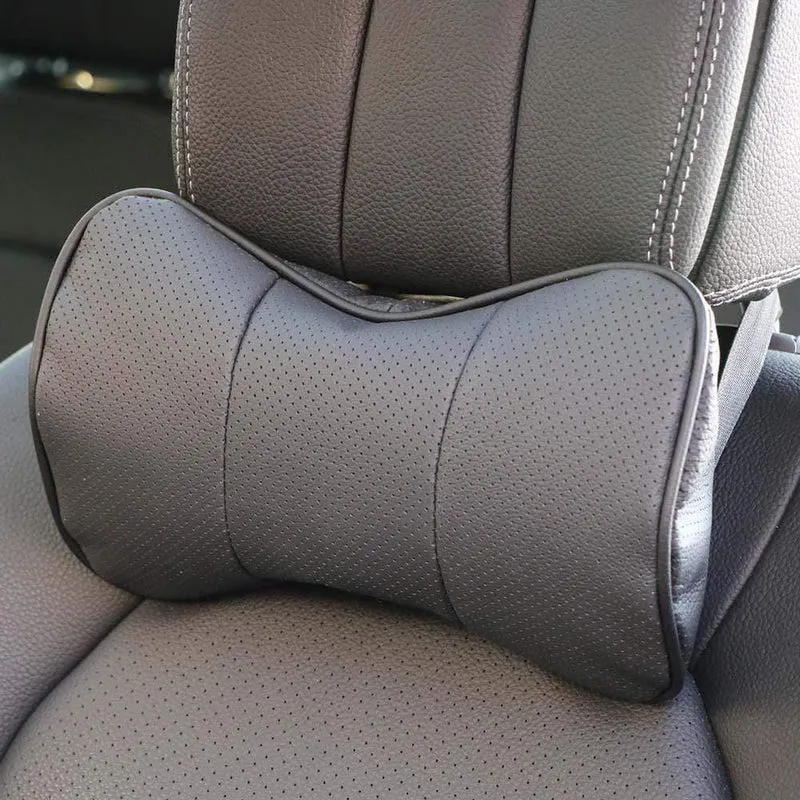 1 Stück Oberschicht aus Leder für Auto-Kopfstützen, Nackenstütze/Autositz-Sicherheitskissen aus Rindsleder/O SHI CAR Kissenschutz für Halswirbelsäule