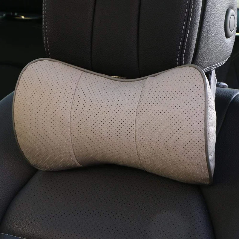 1 Stück Oberschicht aus Leder für Auto-Kopfstützen, Nackenstütze/Autositz-Sicherheitskissen aus Rindsleder/O SHI CAR Kissenschutz für Halswirbelsäule