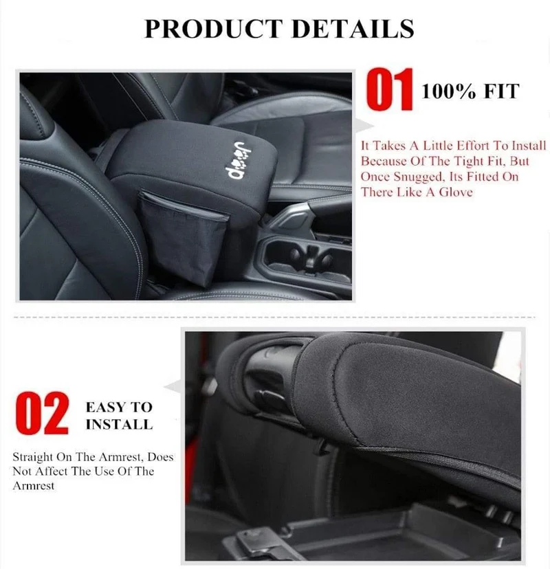 Innenleisten für 2018 Jeep Wrangler JL Center Console Armlehne Kissenbezug Pad Schutz für Jeep JL 2019 Zubehör