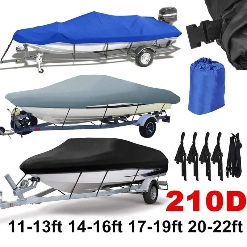 D14 22-210ft Trailerable 45D Bootsabdeckung Wasserdicht Grau Fish-Ski V-Rumpf Sonnenschutz UV-Schutz Schnellboot Bootsliegeplatzabdeckung DXNUMX