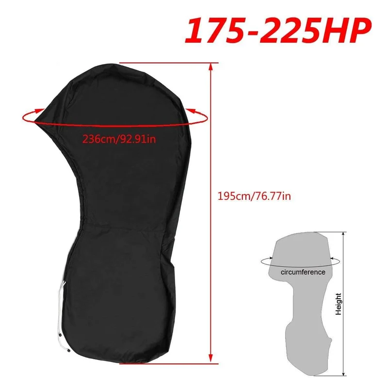 600D 6-225HP Boat Full Motor Cover Außenborder Motorschutz für 6-225HP Bootsmotoren Schwarz Wasserdicht