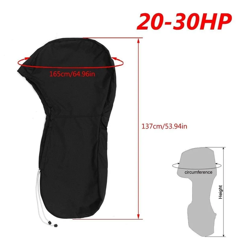 600D 6-225HP Boat Full Motor Cover Außenborder Motorschutz für 6-225HP Bootsmotoren Schwarz Wasserdicht