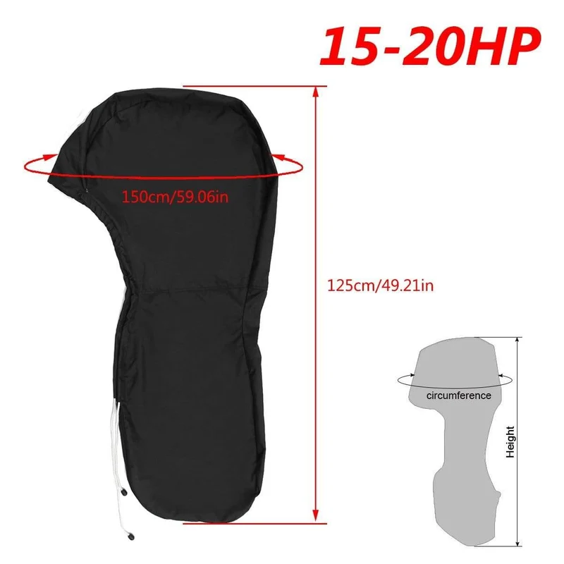 600D 6-225HP Boat Full Motor Cover Außenborder Motorschutz für 6-225HP Bootsmotoren Schwarz Wasserdicht