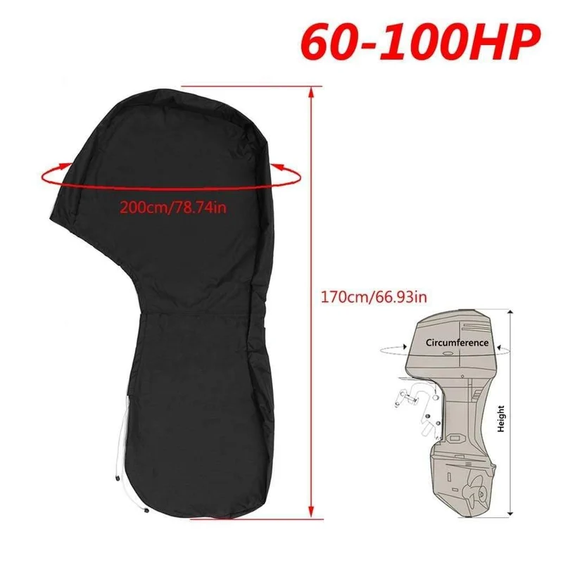 600D 6-225HP Boat Full Motor Cover Außenborder Motorschutz für 6-225HP Bootsmotoren Schwarz Wasserdicht