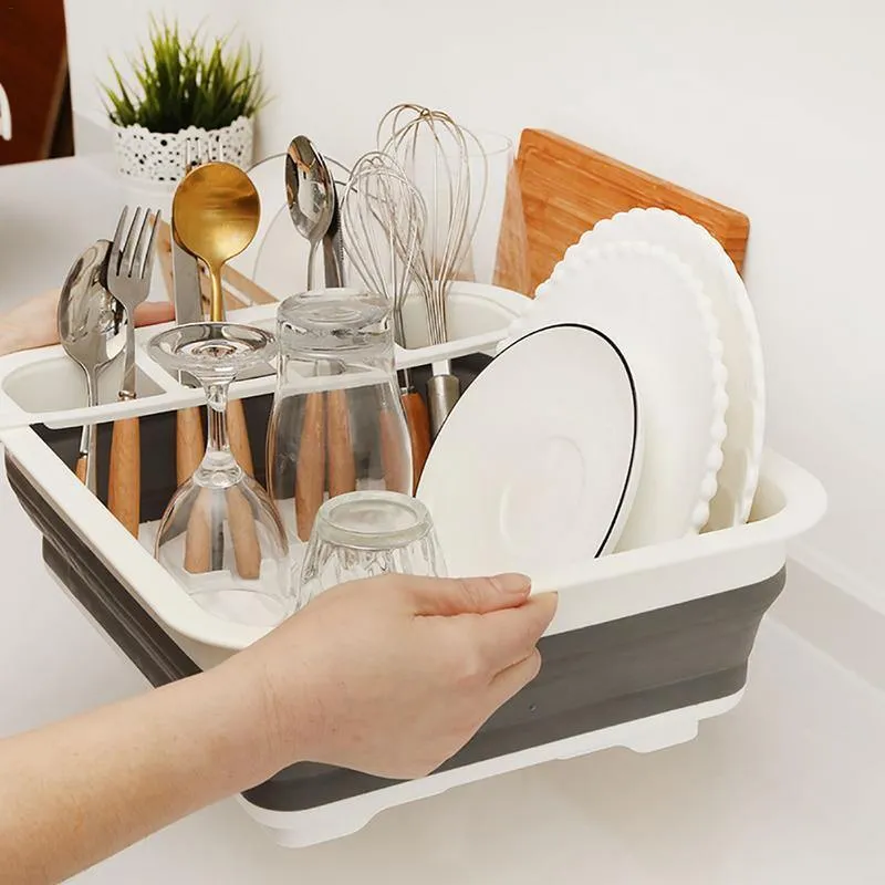Camper Car Faltbare Dish Rack Geschirr Rack Tragbare Schüssel Rack TPR Waschbecken Design Für Wohnmobil Caravan Boote