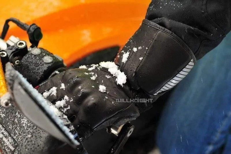 100% Wasserdichte Handschuhe Motorradschutz ATV Riding Winter Schwarz Echtlederhandschuhe