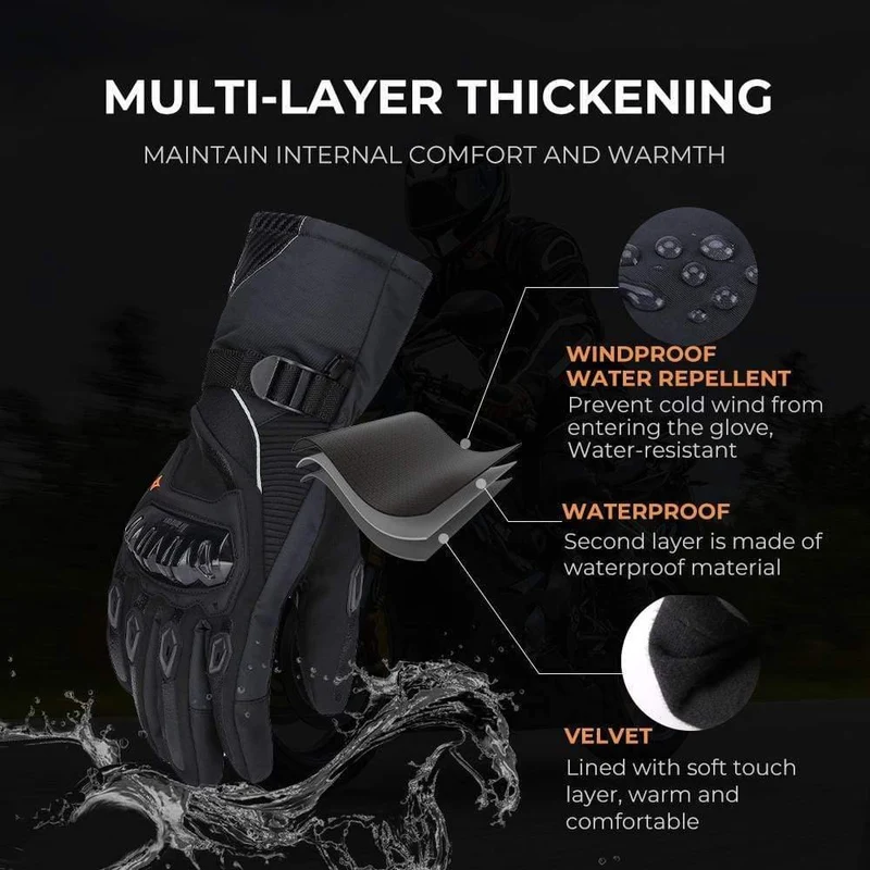 Winter Warme Motorrad Handschuhe Touchscreen Wasserdicht Winddicht Schutz Winter Handschuhe Männer Guantes Moto Luvas
